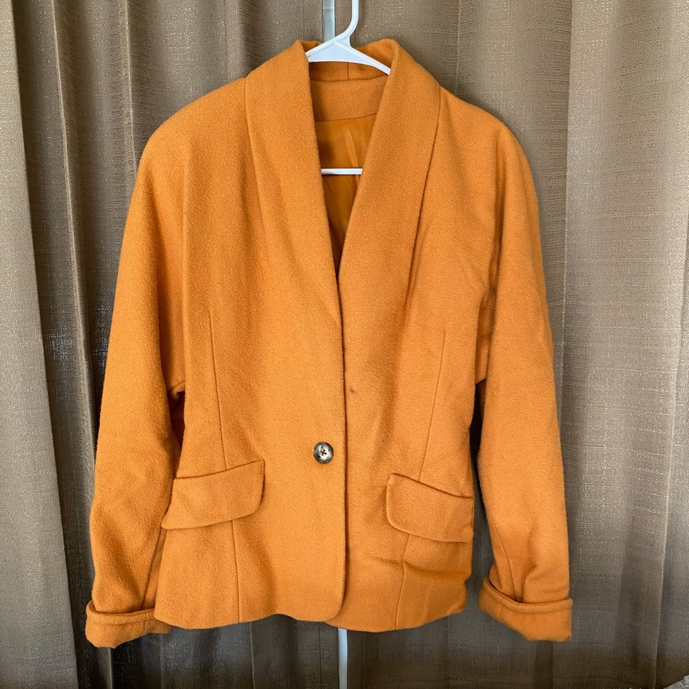 Vintage Hugo Buscati Milano 1970s orange wool blazer jacket size 6 Medium